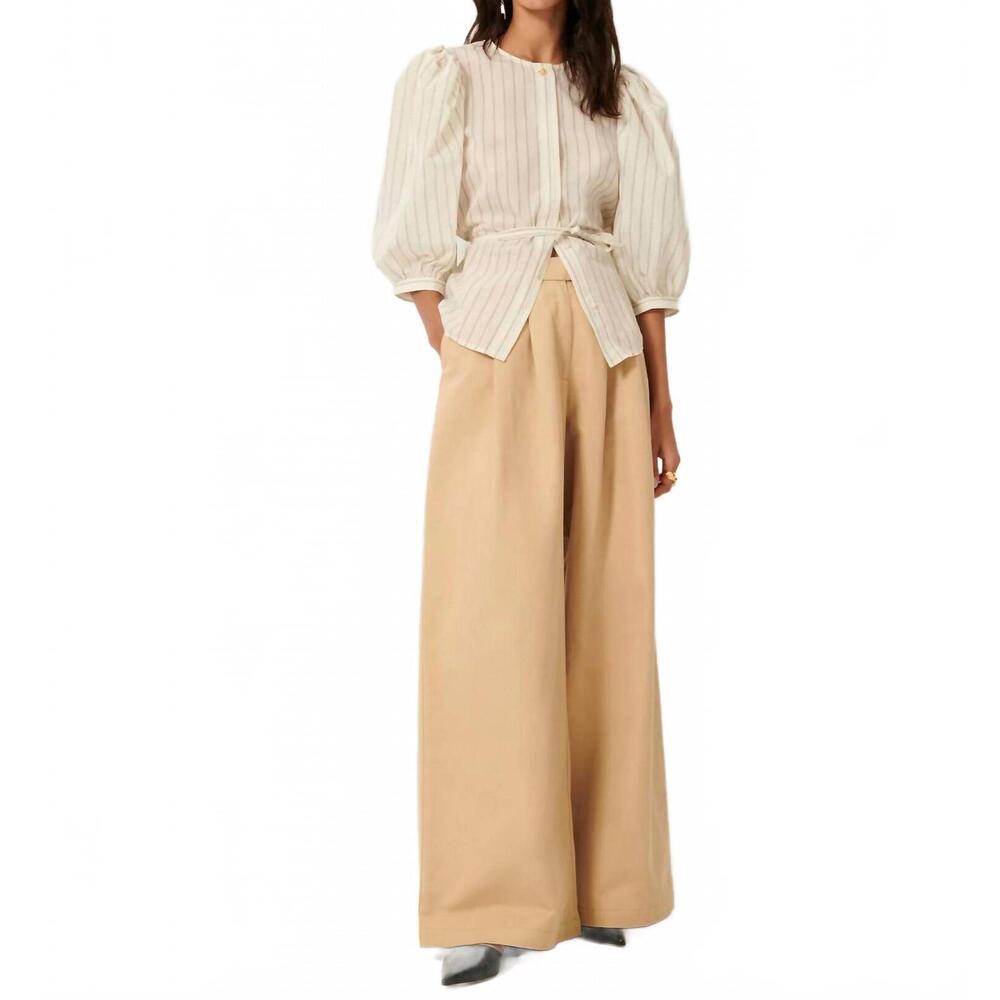 NEW SESSUN georgia stripe shirt in sand cream